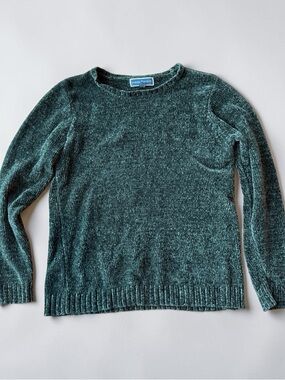 Karen Scott Teal Chenille Crewneck Sweater